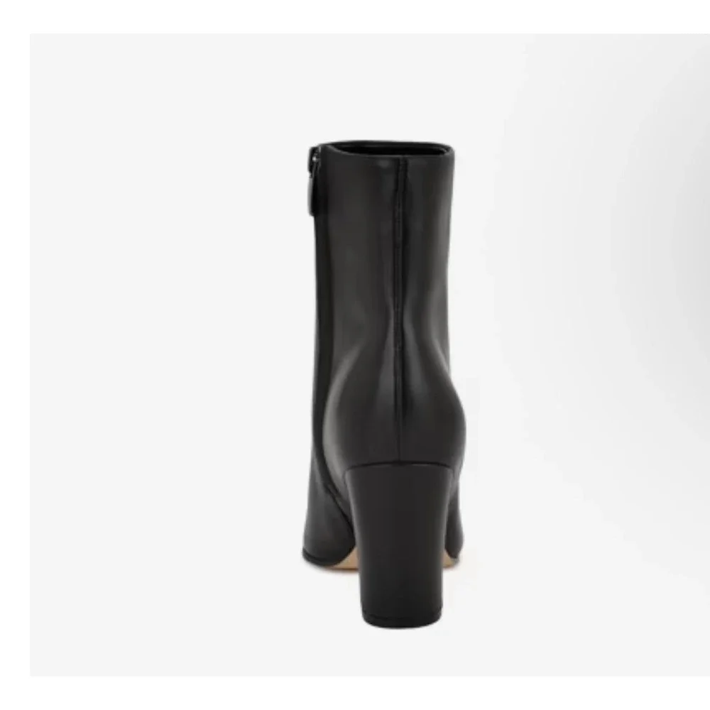 Nine West Women Black Leather Pointed Toe Block Heel Ankle Boots Size 12M